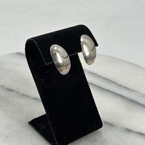 Sterling silver domed oval stud earrings